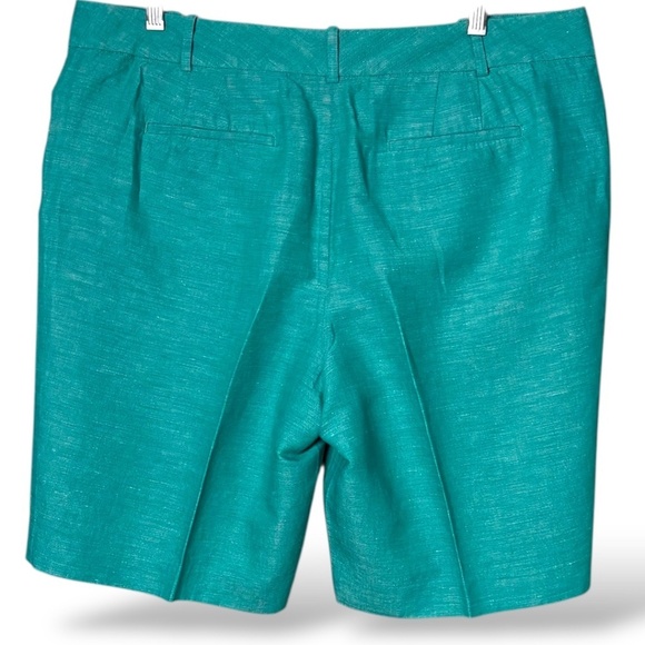 TALBOTS Linen Cotton Blend 10” Shorts Seafoam Green Zip / Button Closure Sz 14 - Picture 4 of 10